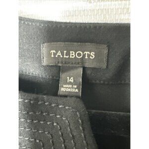 Talbots Womens Size 14 V-neck Seamed Ponte Stretch 3/4 Sleeve Shift Dress Black